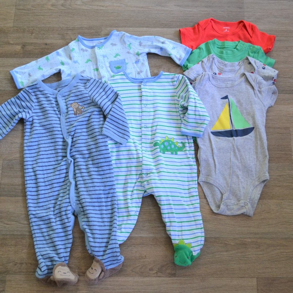 Carter's 6 Month Baby Onesies Clothing & Pajamas Bundle Set Lot